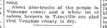 Titusville glad Venango County Dry 4.8.1914