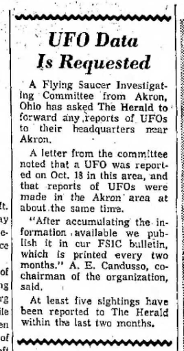 UFO Data Requested 11.2.1964