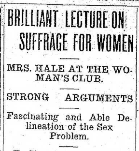 Brilliant Lecture on Suffrage for Women Headline 11.19.1912 TH